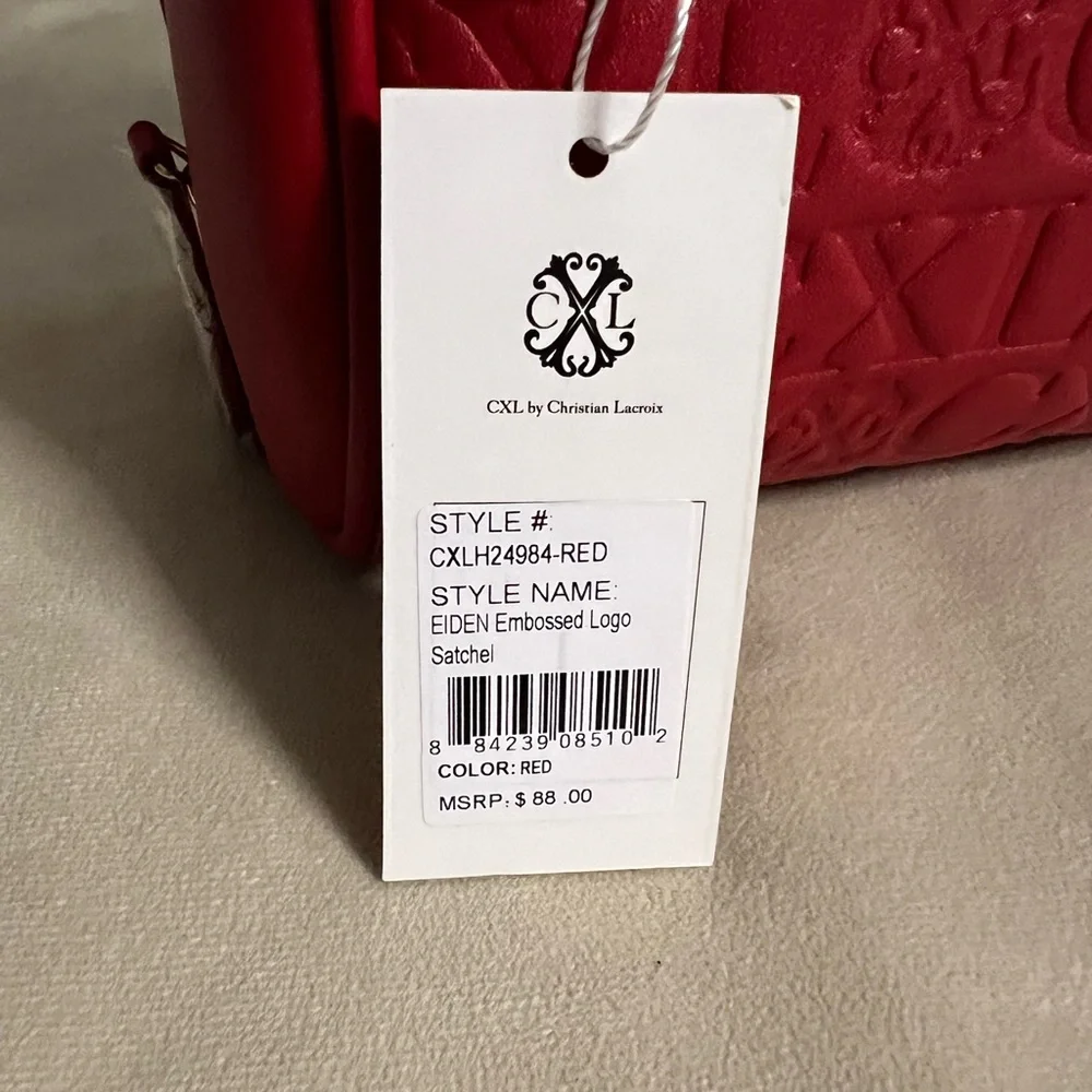 CXL by Christian Lacroix Red Eiden Embossed Logo Satchel NWT